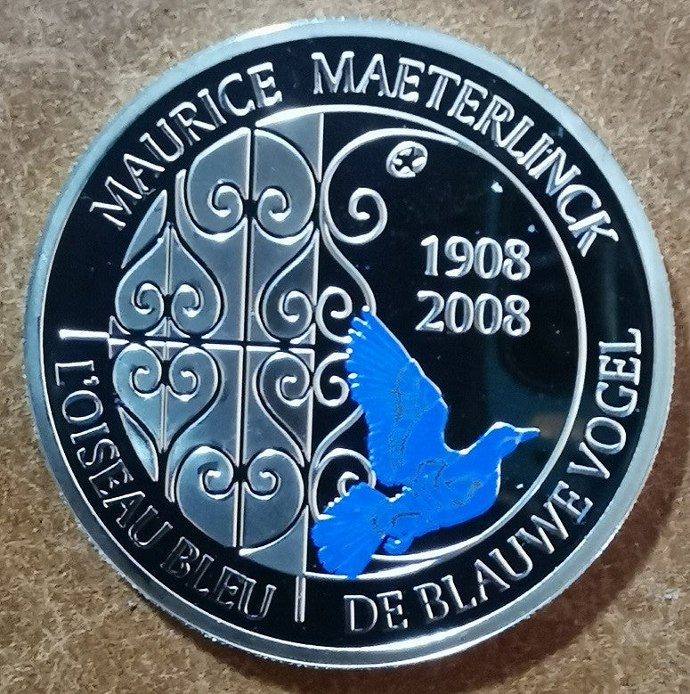 10 Euro Belgicko 2008 - Modrý vták (Proof)
