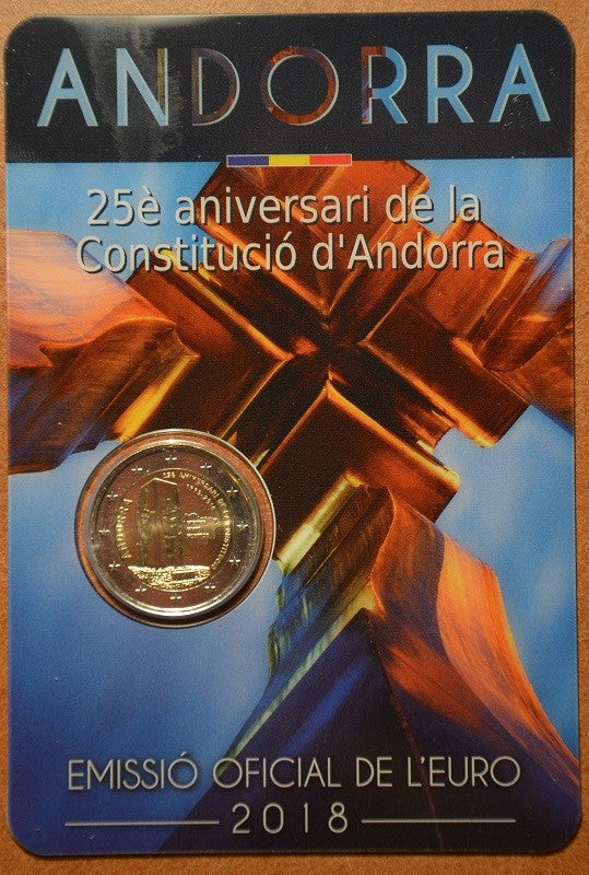 2 Euro Andorra 2018 - 25. výročie ústavy Andorry (BU karta)