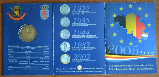 2 Euro Belgicko 2005 - Belgicko-Luxemburská hospodárska únia (BU karta)
