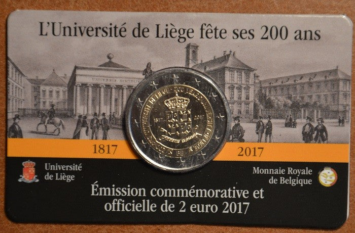 2 Euro Belgicko 2017 - Univerzita v Liege (BU karta - francúzska strana)