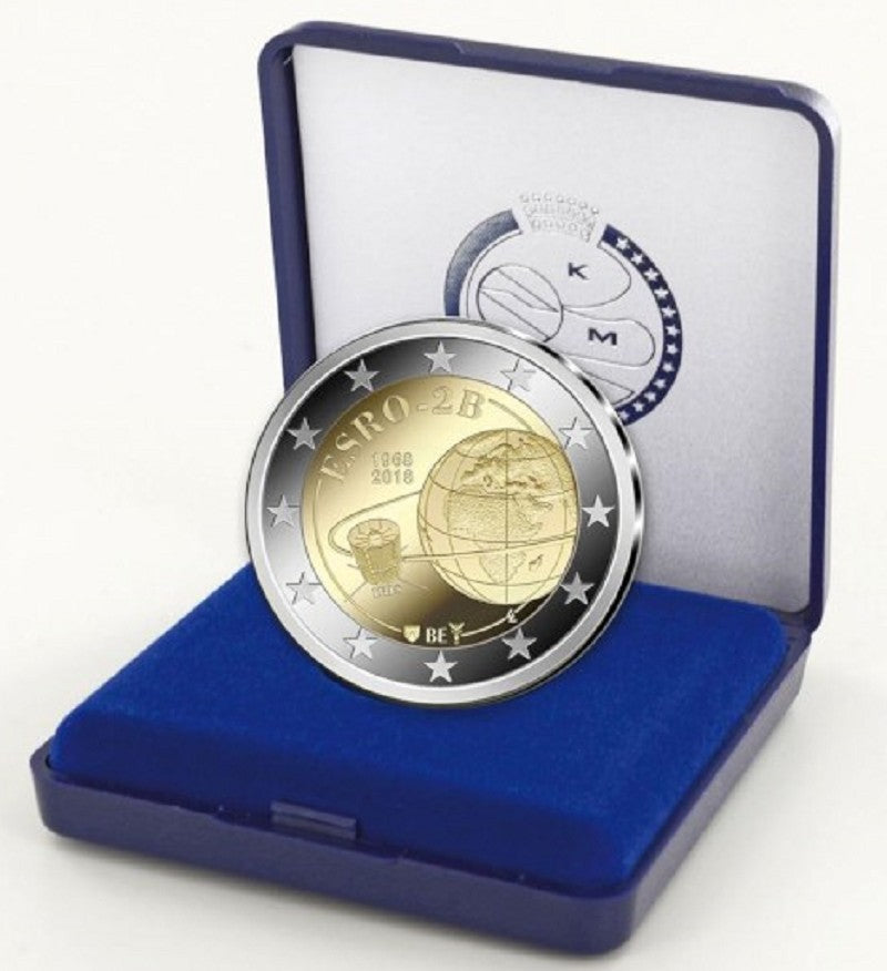 2 Euro Belgicko 2018 - 50. výročie satelitu ESRO-2B (Proof)