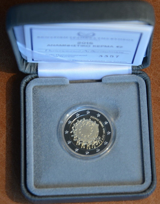 2 Euro Cyprus 2015 - 30 rokov vlajky EU (Proof)