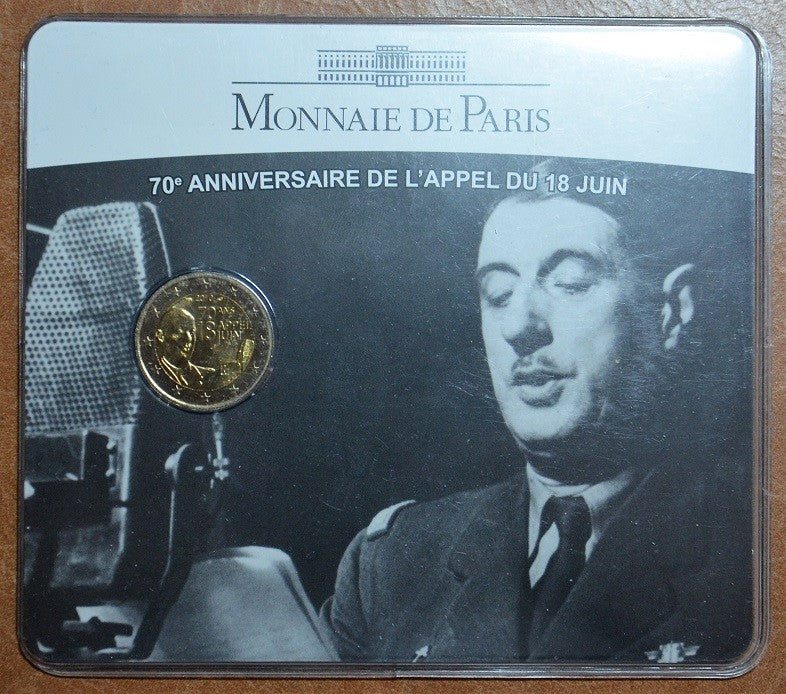 2 Euro Francúzsko 2010 - 70. výročie výzvy generála de Gaulla 18. júna (BU karta)
