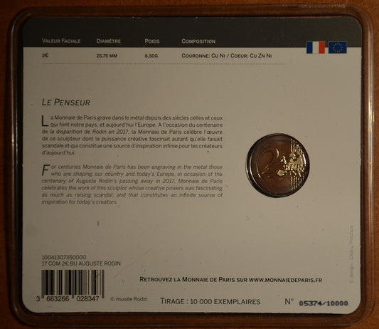 2 Euro Francúzsko 2017 - Auguste Rodin (BU karta)
