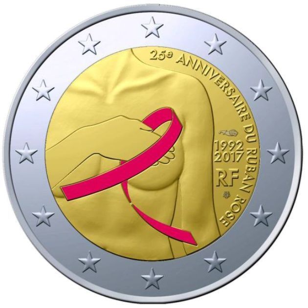 2 Euro Francúzsko 2017 - Výskum rakoviny prsníka (Proof)