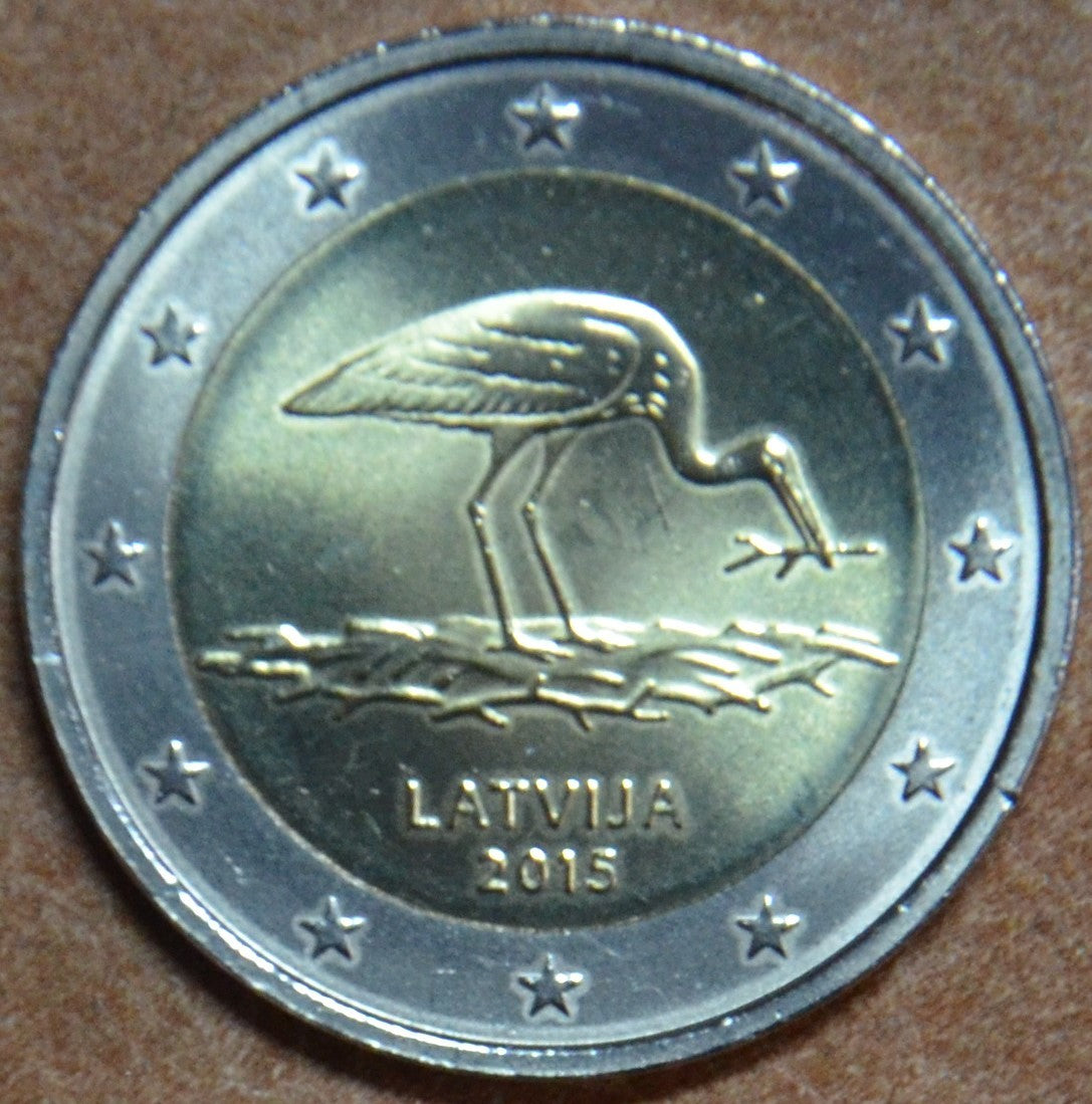 2 Euro Lotyšsko 2015 - Bocian čierny (UNC)