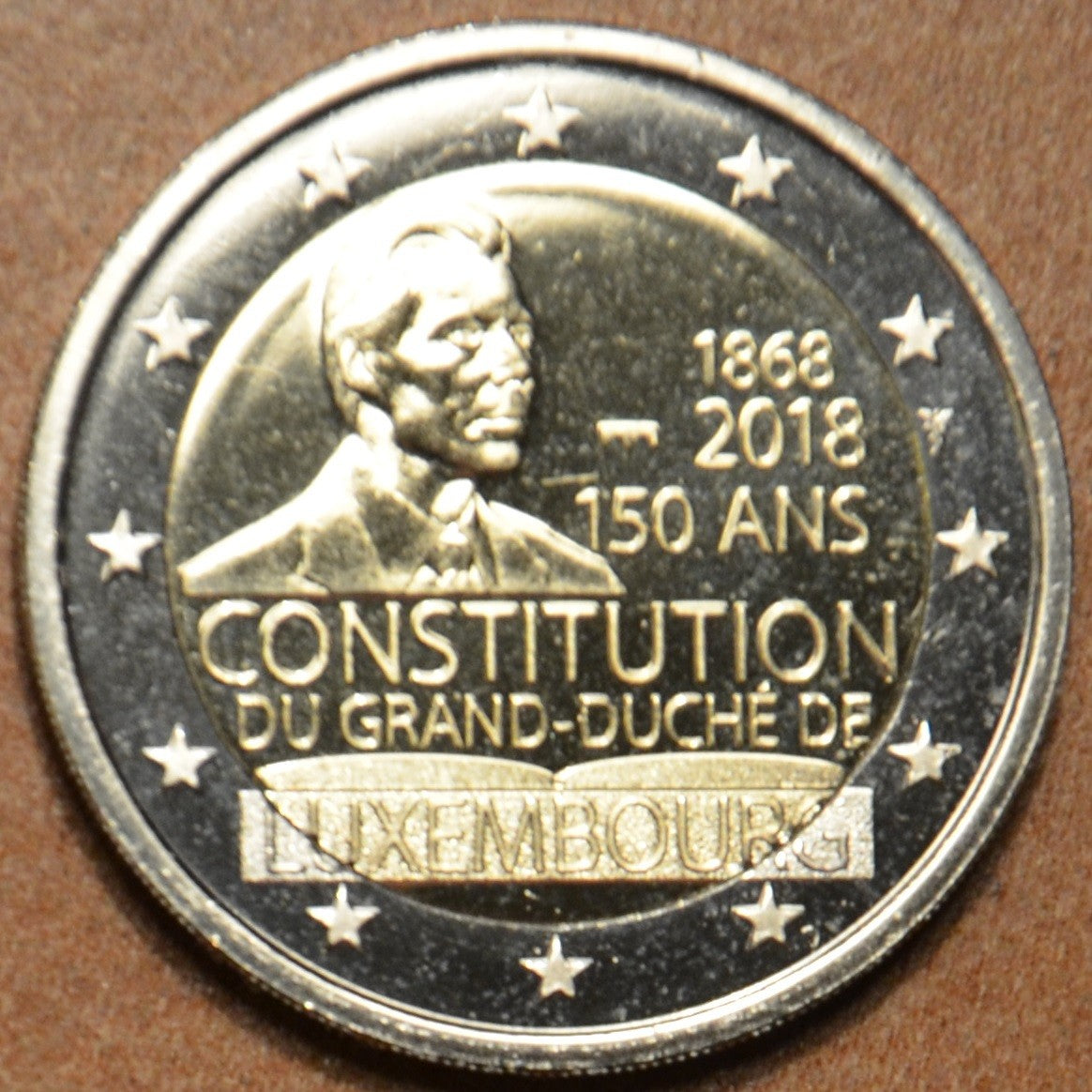 2 Euro Luxembursko 2018 - 150. výročie ústavy - s holandskou značkou mincovne (BU)