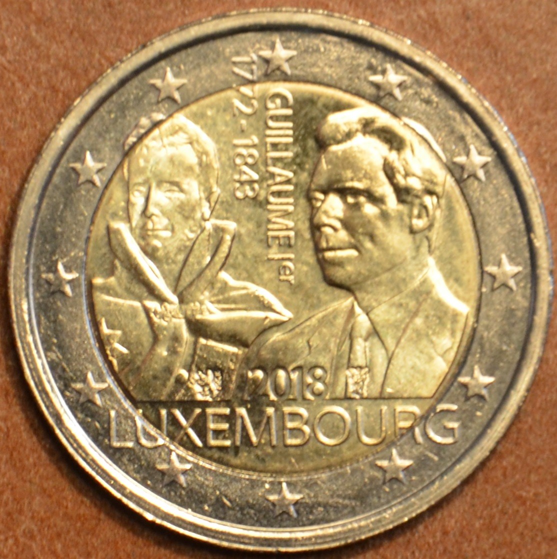 2 Euro Luxembursko 2018 - 175. výročie úmrtia veľkovojvodu Guillaumea I. (UNC)