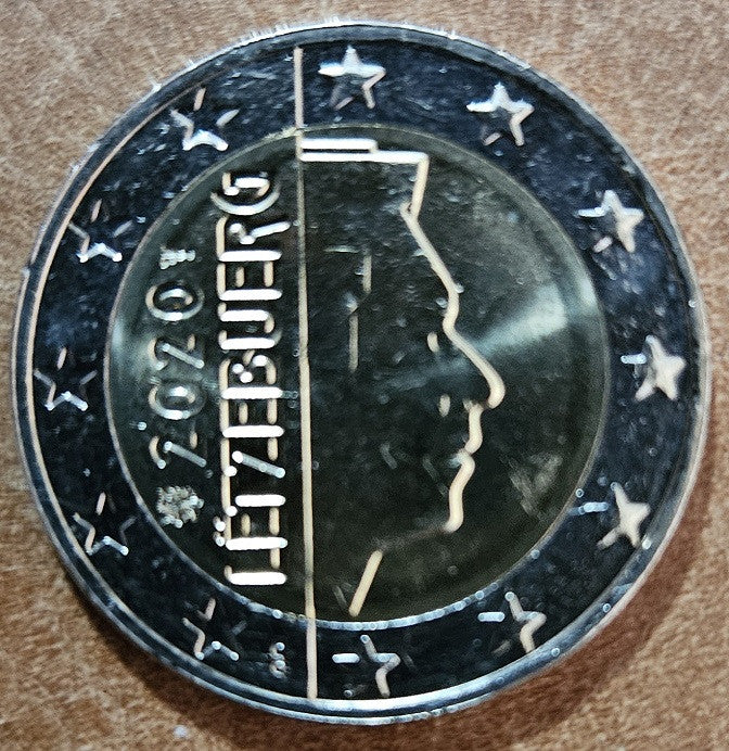 2 Euro Luxembursko 2020 so značkou "lev" (UNC)