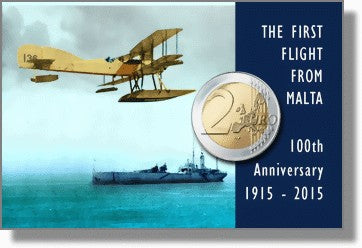 2 Euro Malta 2015 so značkou holandskej mincovne - Prvý let (BU karta)