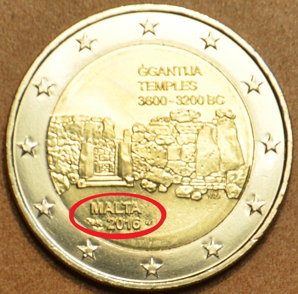 2 Euro Malta 2016 - !francúzska značka! - Chrámy Ggantija (UNC)