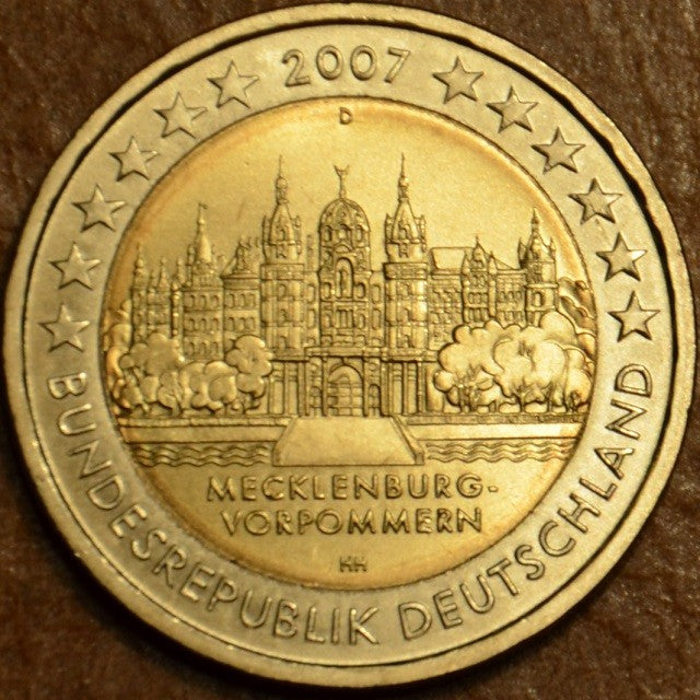 2 Euro Nemecko 2007 "D" Meklenbursko-Predpomoransko: zámok Mecklenburg-Vorpommern (UNC)