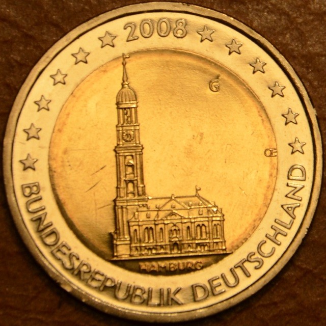 2 Euro Nemecko 2008 "G" Hamburg: kostol sv. Michala (UNC)