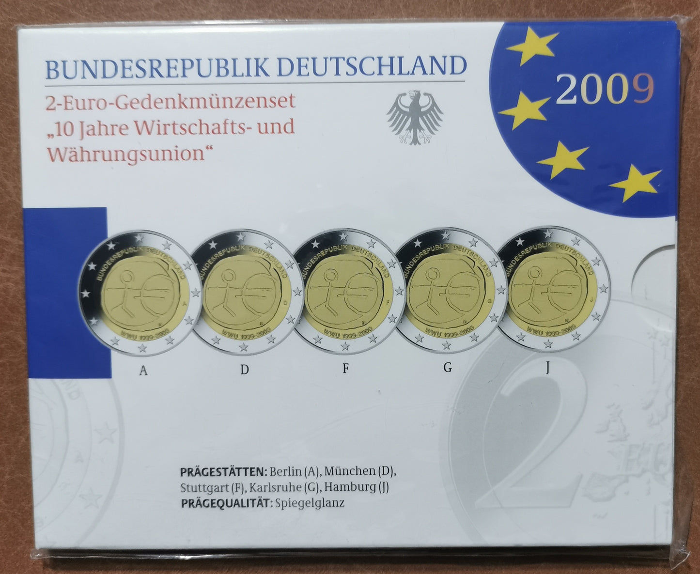 2 Euro Nemecko 2009 - 10. výročie hospodárskej a menovej únie (Proof)