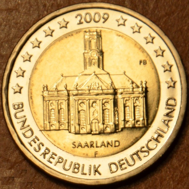2 Euro Nemecko 2009 "F" Sársko: Kostol Ludwigskirche (UNC)