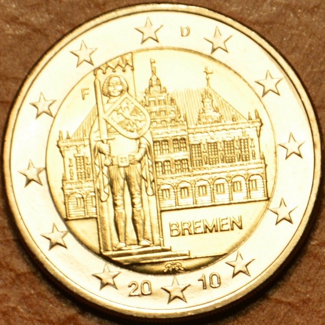 2 Euro Nemecko 2010 "F" Bremen: Brémska radnica s Rolandovou sochou (UNC)