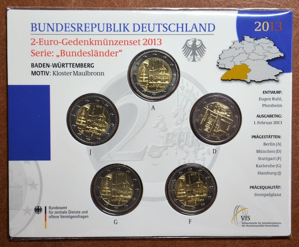 2 Euro Nemecko 2013 - Baden-Württemberg: Kloster Maulbronn (BU karta)