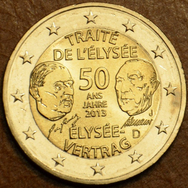 2 Euro Nemecko 2013 "J" 50. výročie Elizejskej zmluvy (UNC)