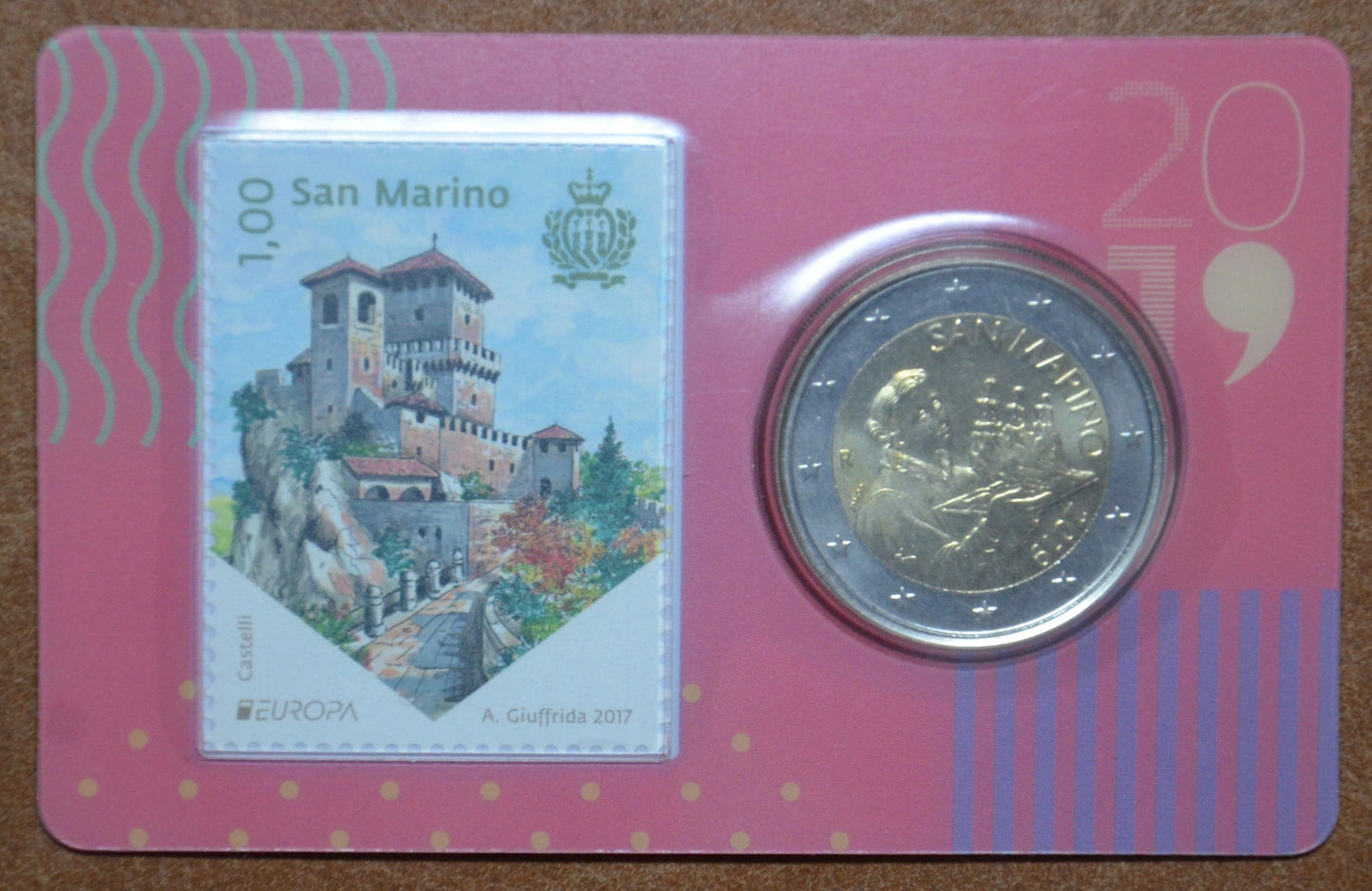 2 Euro San Marino 2019 - Svätý Marinus (BU karta so známkou)