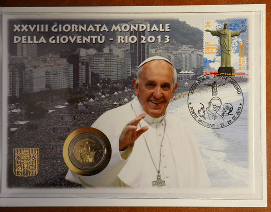 2 Euro Vatikan 2013 - 28. Svetové dni mládeže, Rio de Janeiro (Numisbrief)