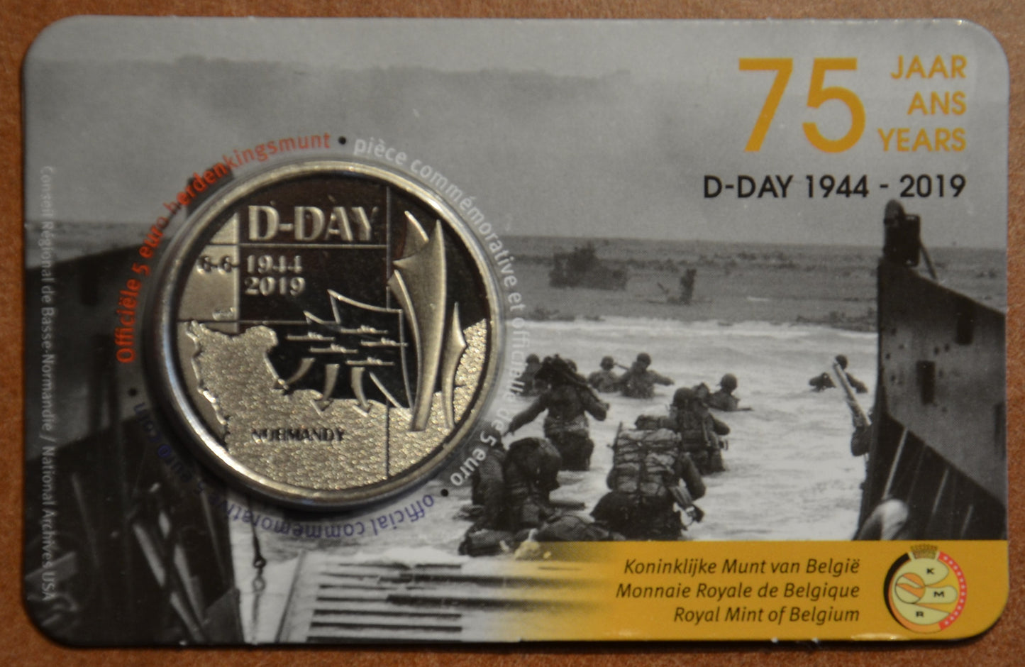5 Euro Belgicko 2019 D-day (BU karta)