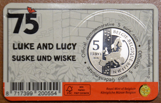 5 Euro Belgicko 2020 Suske & Wiske color (BU karta)