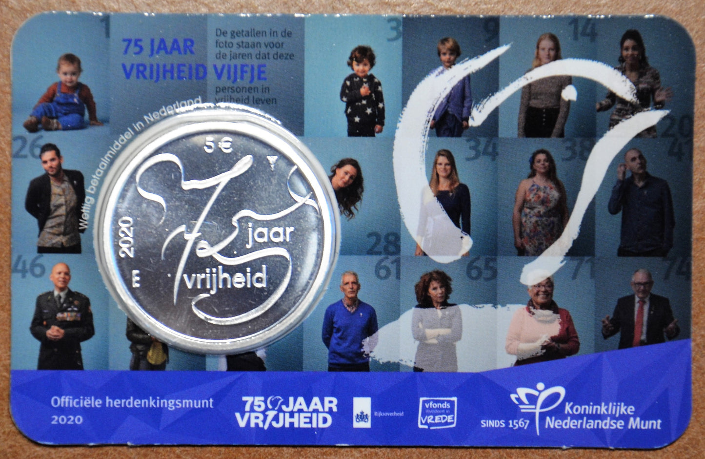 5 Euro Holandsko 2020 - 75. výročie boja za slobodu (UNC)