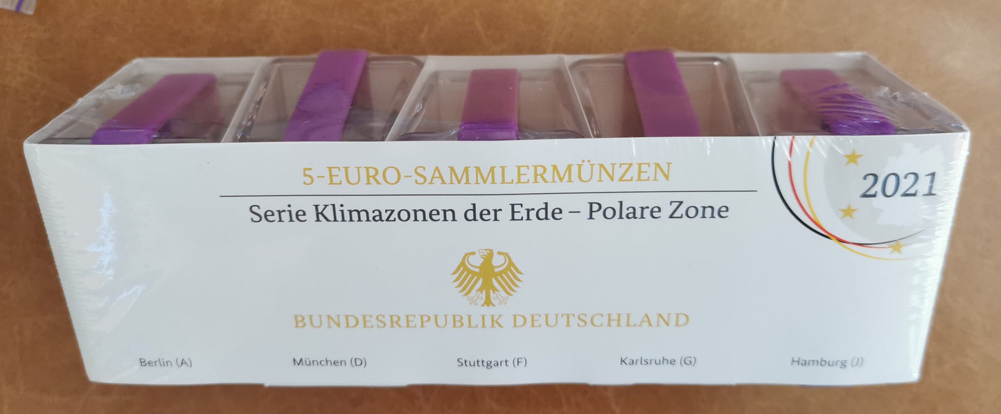5 Euro Nemecko 2021 "ADFGJ" Polárne pásmo (Proof)