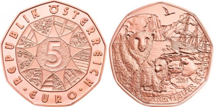 5 Euro Rakúsko 2014 Abenteuer Arktis (UNC)