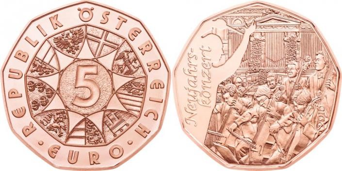 5 Euro Rakúsko 2016 Neujahrskonzert (UNC)