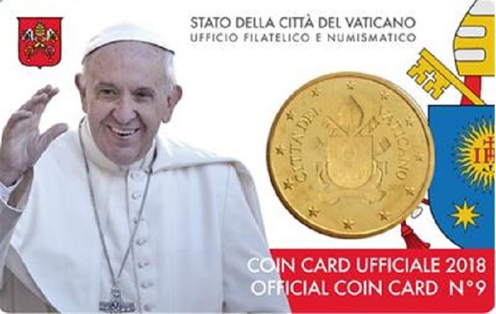 50 cent Vatikán 2018 oficiálna karta No. 9 (BU)