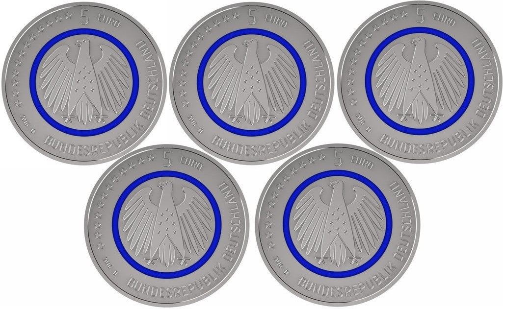 5 Euro Nemecko 2016 "ADFGJ" Planéta Zem (5x UNC)