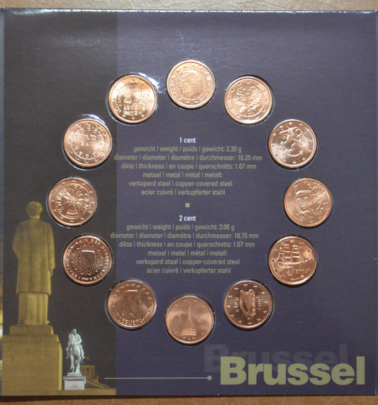 Belgicko 2002 sada 12x 1 a 2 centov (BU)