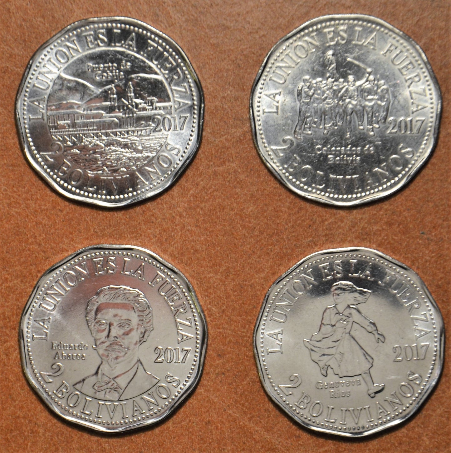 Bolívia 4x 2 bolivianos 2017 (UNC)