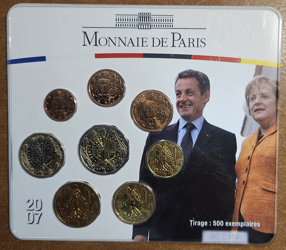Francúzsko 2007 sada 8 euromincí Merkel - Sarkozy (BU)