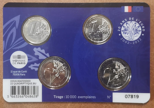 Francúzsko 2021-2022 sada 4 euromincí (BU)