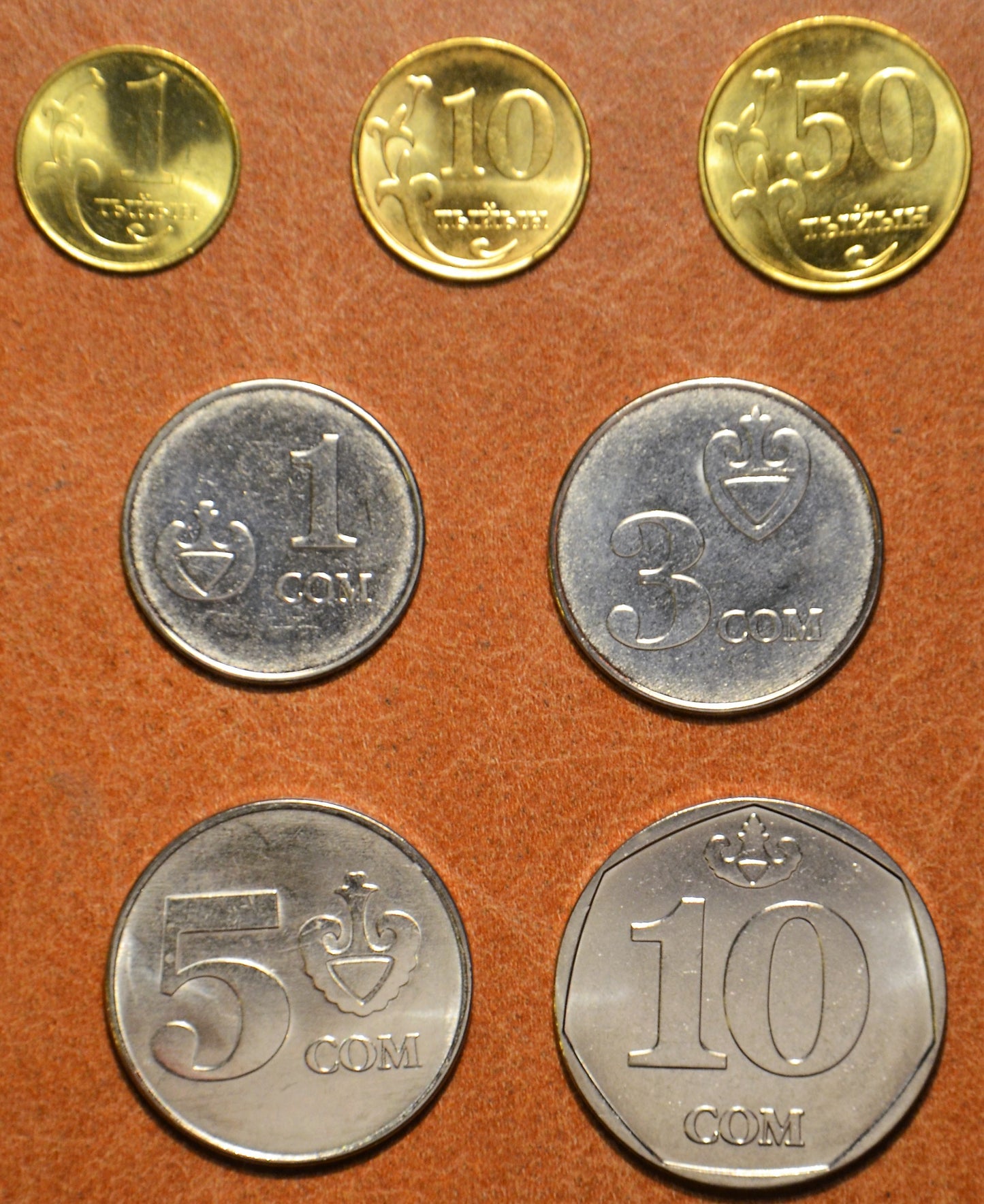 Kirgizská republika 7 mincí 2008-2009 (UNC)
