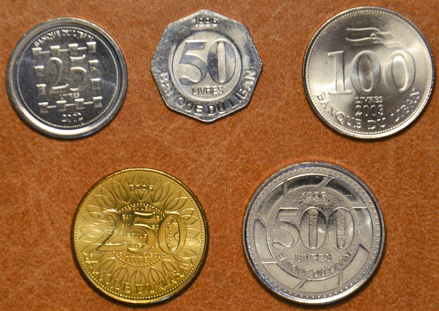 Libanon 5 mincí 1995-2003 (UNC)