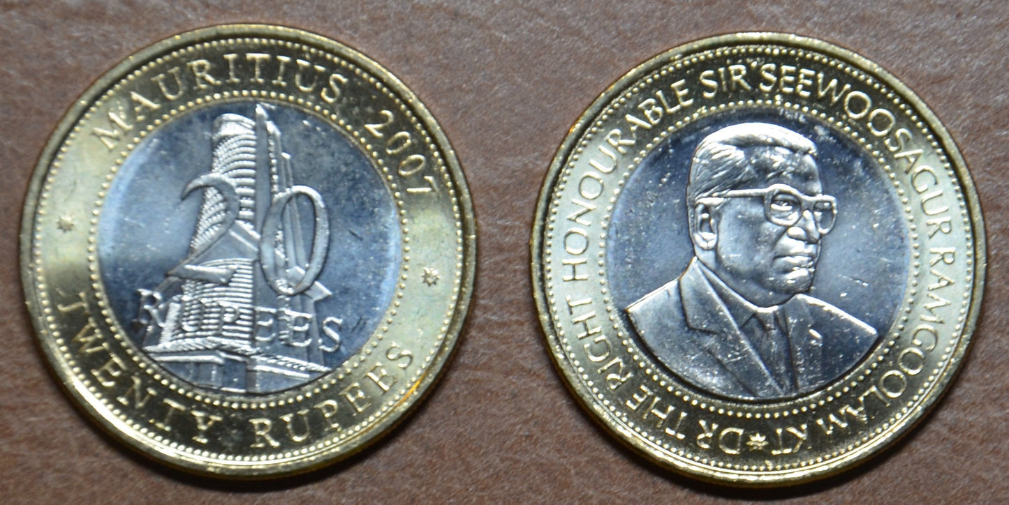 Maurícius 20 Rupii 2007 (UNC)