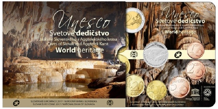 Súbor 8 Slovenských mincí 2017 - Unesco: Jaskyne Slovenského krasu (BU)
