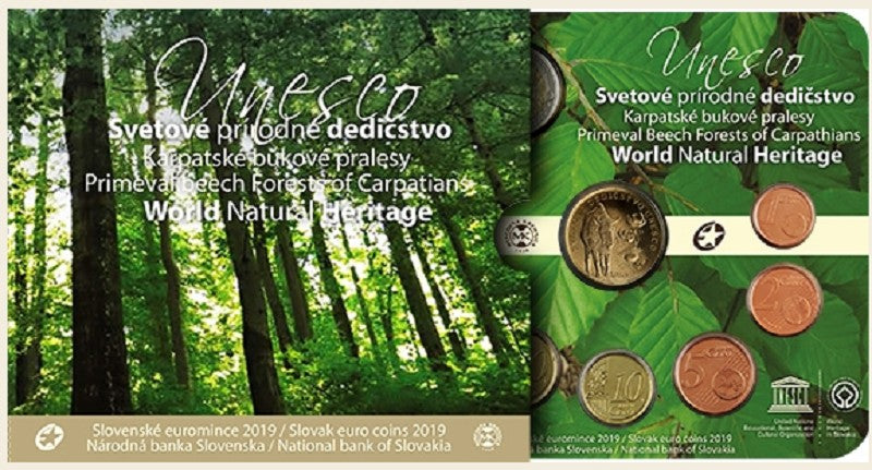 Súbor 8 Slovenských mincí 2019 Karpatské bukové pralesy (BU)