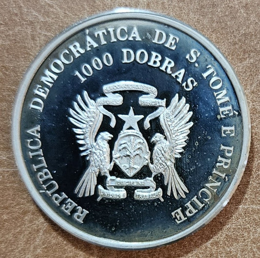 Svätý Tomáš a Princov ostrov 1993 - 1000 dobras - Km 62 (UNC)