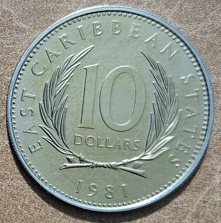 10 dolárov Východokaribské štáty 1981 (UNC)
