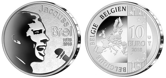 10 Euro Belgicko 2018 - Jacques Brel (Proof)