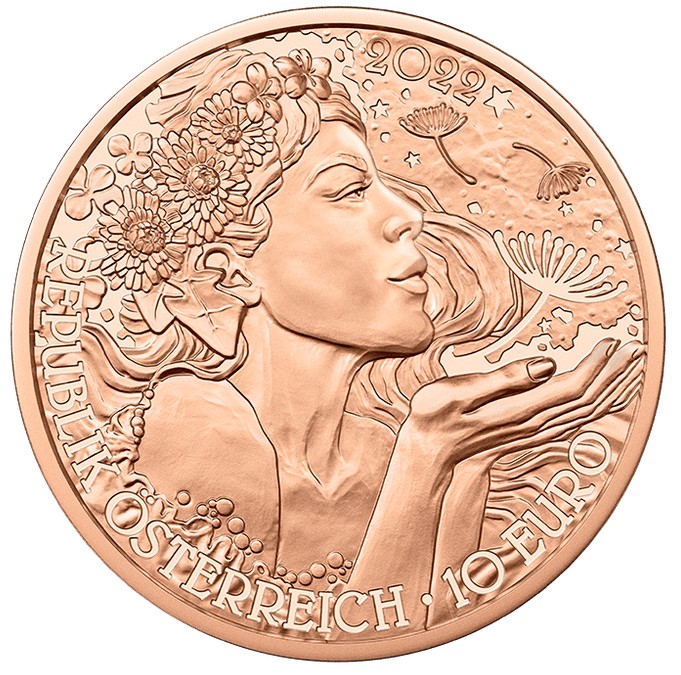 10 Euro Rakúsko 2022 - Púpavka (UNC)