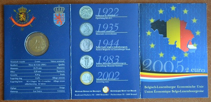 2 Euro Belgicko 2005 - Belgicko-Luxemburská hospodárska únia (BU karta)