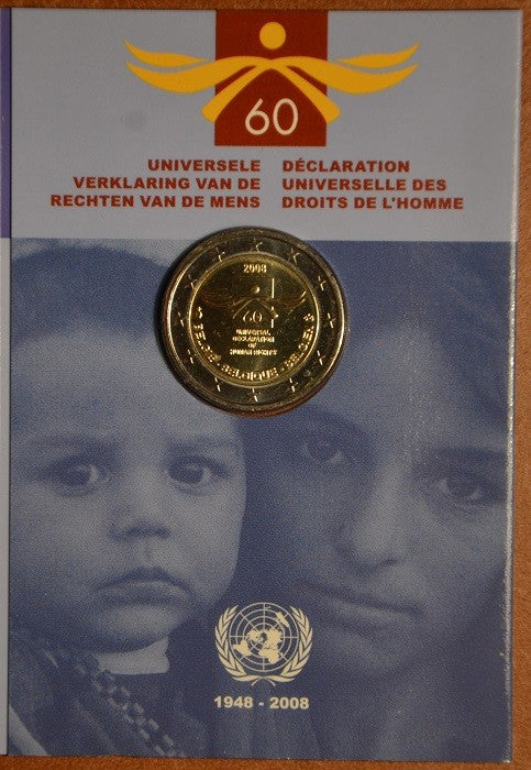 2 Euro Belgicko 2008 - 60. výročie Všeobecnej deklarácie ľudských práv (BU karta)