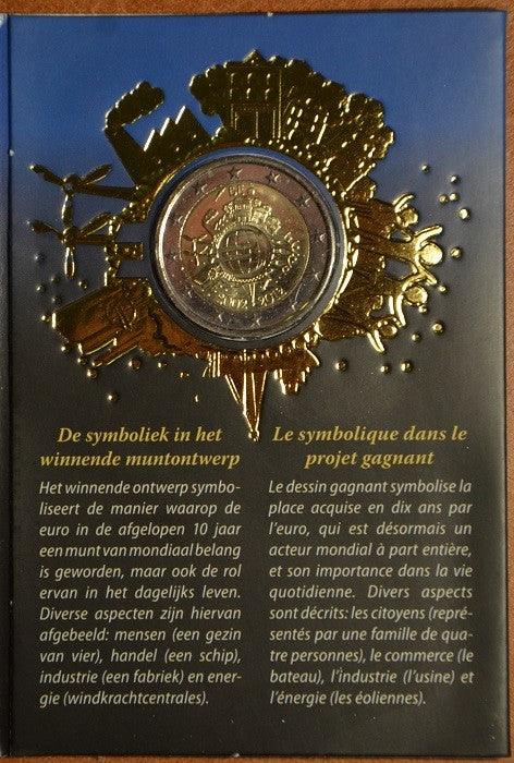 2 Euro Belgicko 2012 - 10. výročia vzniku Eura (BU karta)