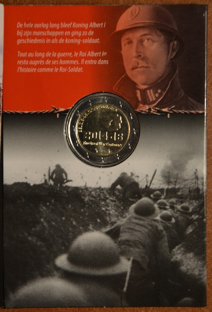 2 Euro Belgicko 2014 - 100. výročie prvej svetovej vojny (BU karta)