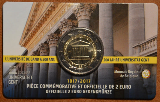 2 Euro Belgicko 2017 - Univerzita v Gente  (BU karta - francúzska strana)